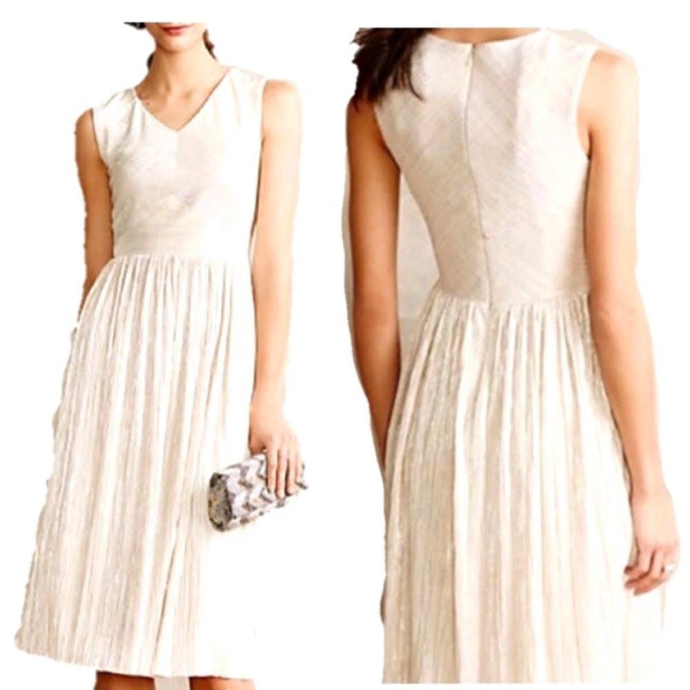 ivy + blue metallic goddess dress Anthropologie size 8.